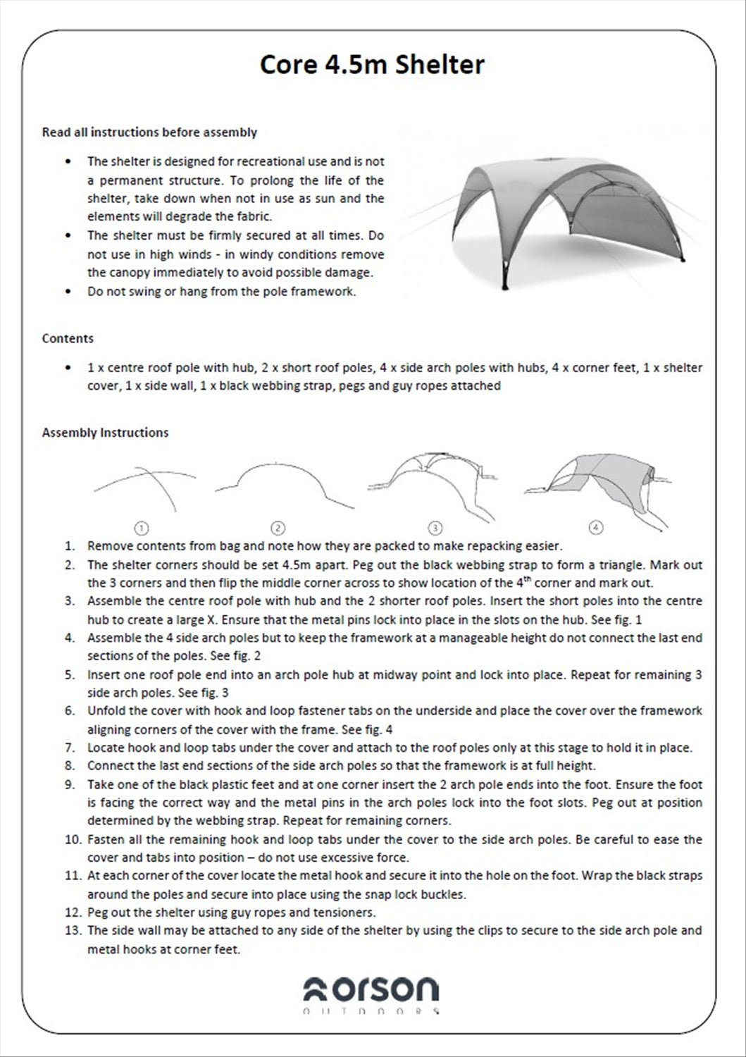 Orson Orson Core Shelter - 4.5m Outdoor Gazebo or Shelter