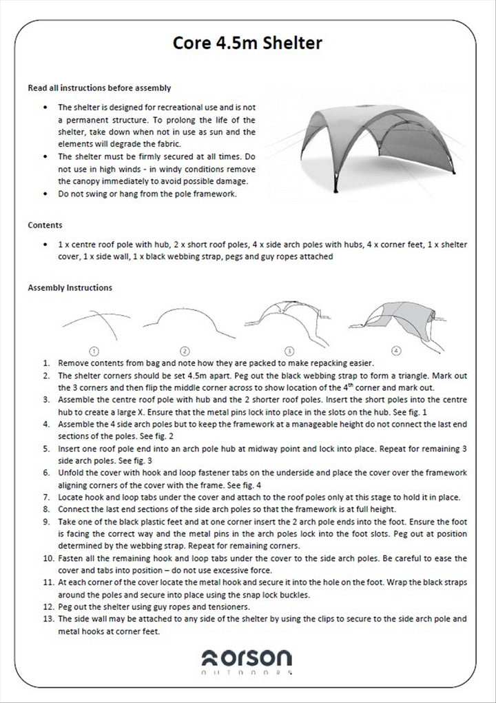 Orson Orson Core Shelter - 4.5m Outdoor Gazebo or Shelter