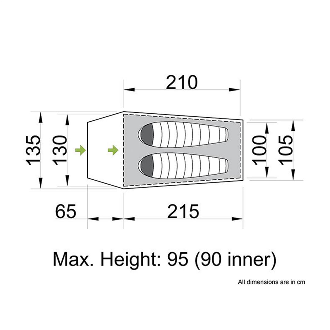 Orson Orson Tracker 2 - Ripstop Lightweight 2 Person Hiking Tent, 1.95kg