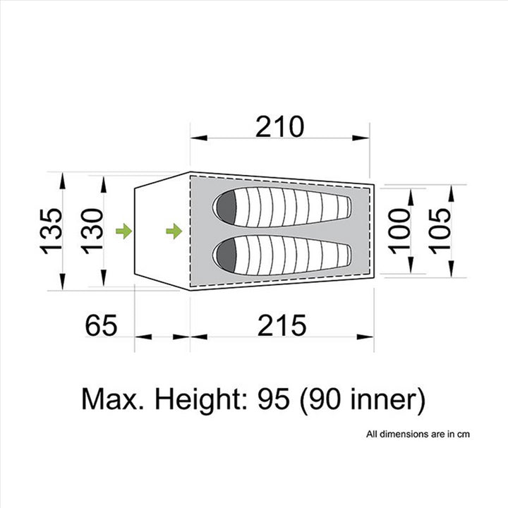 Orson Orson Tracker 2 - Ripstop Lightweight 2 Person Hiking Tent, 1.95kg
