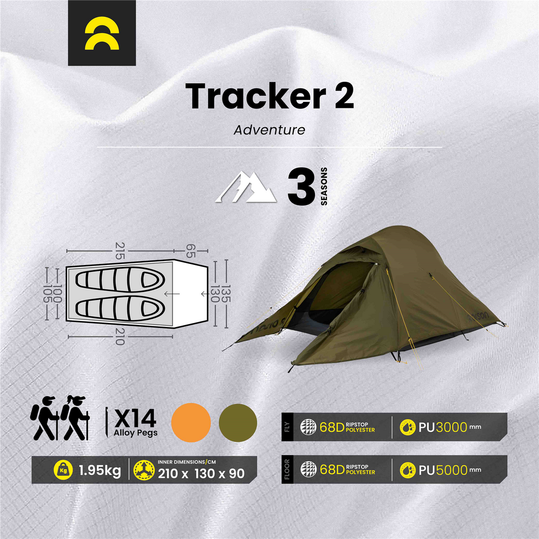 lightweight two man tent Orson Tracker 2 | Ripstop Lightweight 2 Person Hiking Tent