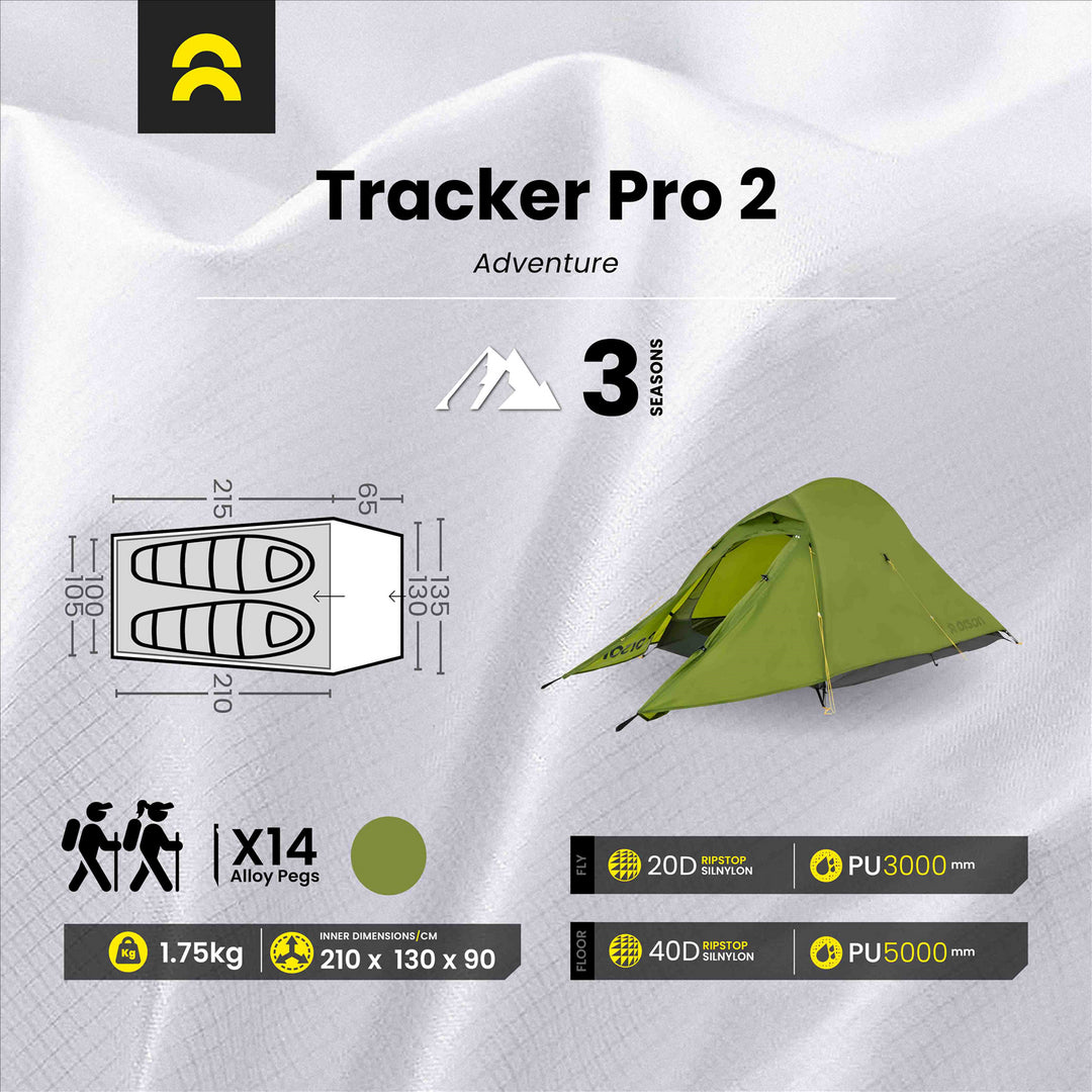 Orson Orson Tracker Pro 2 | Ripstop Silnylon 2 Person Camping Tent | 1.7kg