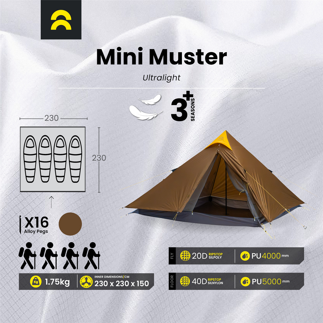 Orson Orson Mini Muster | Ultralight Silpoly 3-4 Person Tipi Tent | 1.75kg