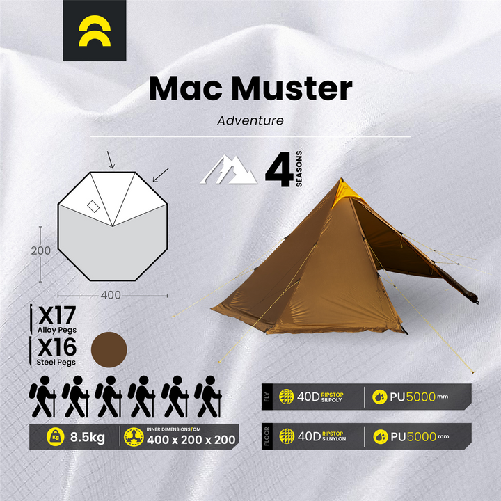 Orson Orson Mac Muster | Adventure Basecamp Tent 5-6 | 8.5kg