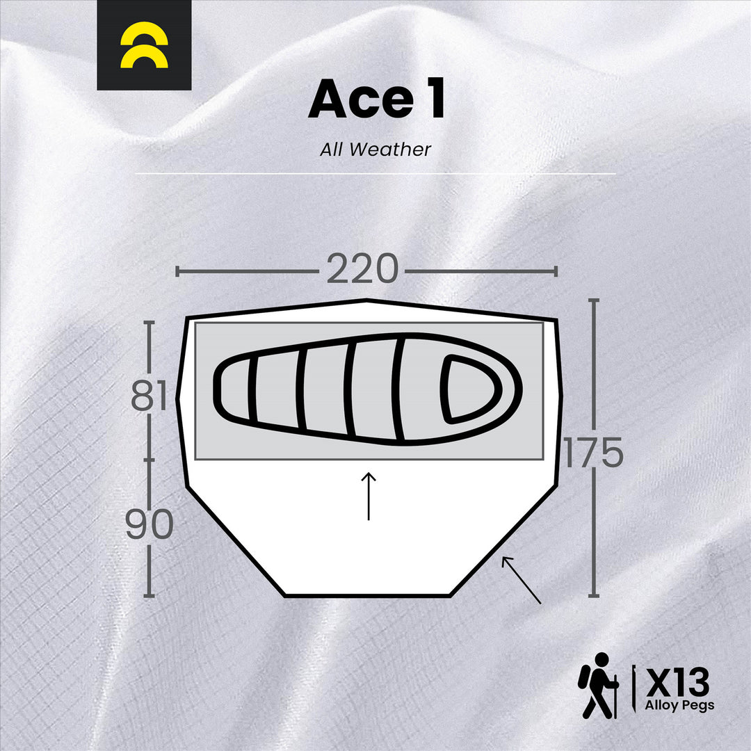 Orson Orson Ace 1 | All Weather Lightweight 1 Person Hiking Tent | 2kg
