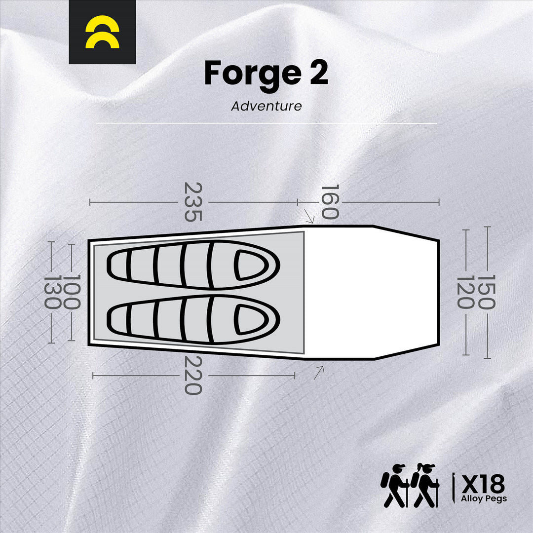 Orson Orson Forge 2 | 3+ Seasons - 2 Person Tunnel Tent | 2.7kg