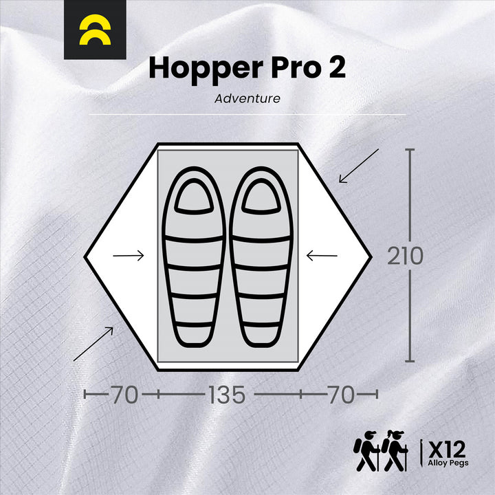 Orson Orson Hopper Pro 2 | Ripstop Silnylon 2 Person Hiking Tent | 2.2kg