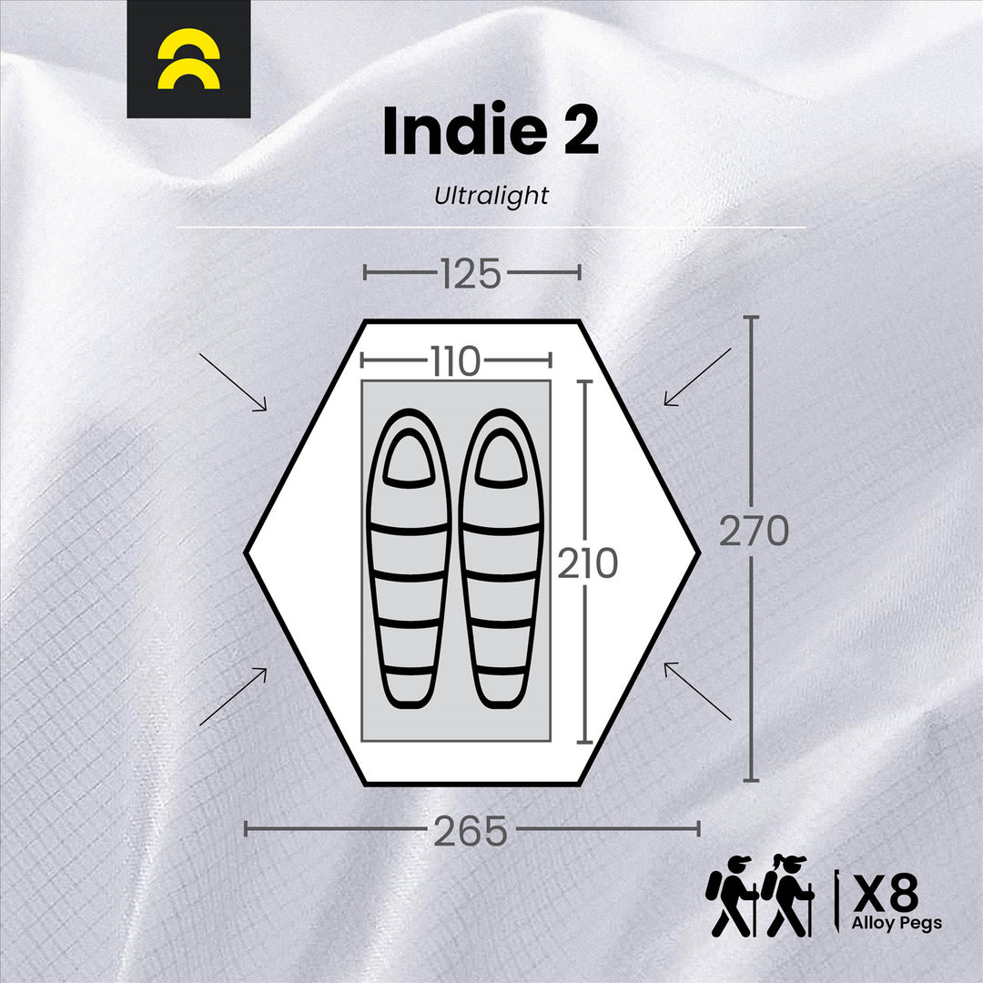 Orson Orson Indie 2 | Ultralight Silnylon 2 Person Hiking Tent | 1.35kg