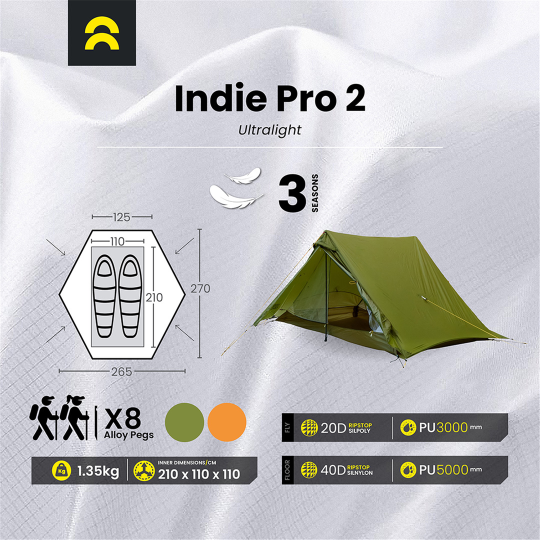 Orson Orson Indie Pro 2 | Ultralight 2 Person Hiking Tent | 1.35kg