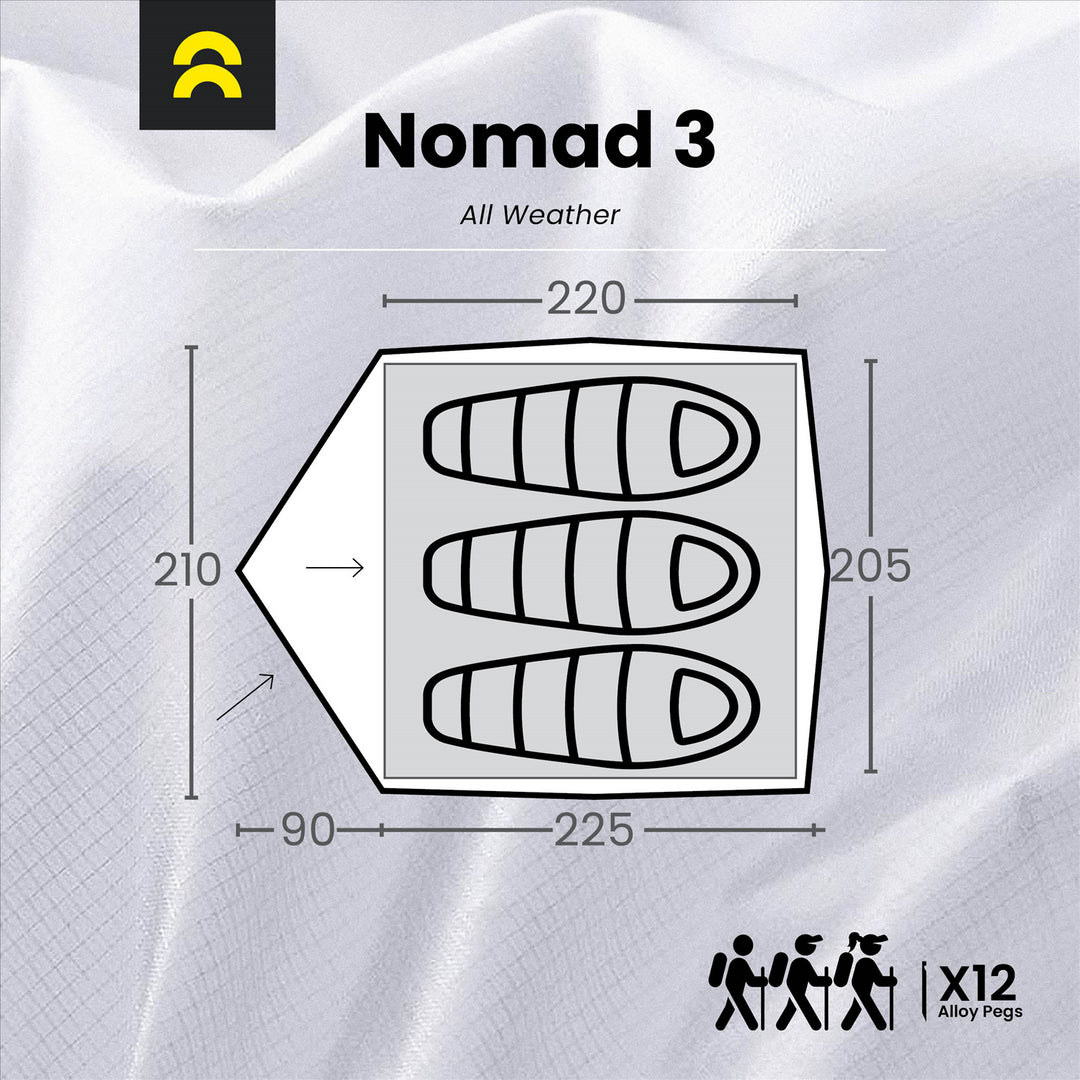 Orson Orson Nomad 3 | All Weather 3 Plus Person Tent | 3.25kg