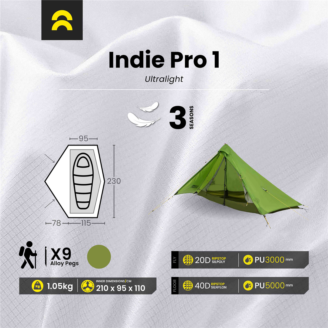andake tent Orson Indie Pro 1 | Ultralight 1 Person Hiking Tent