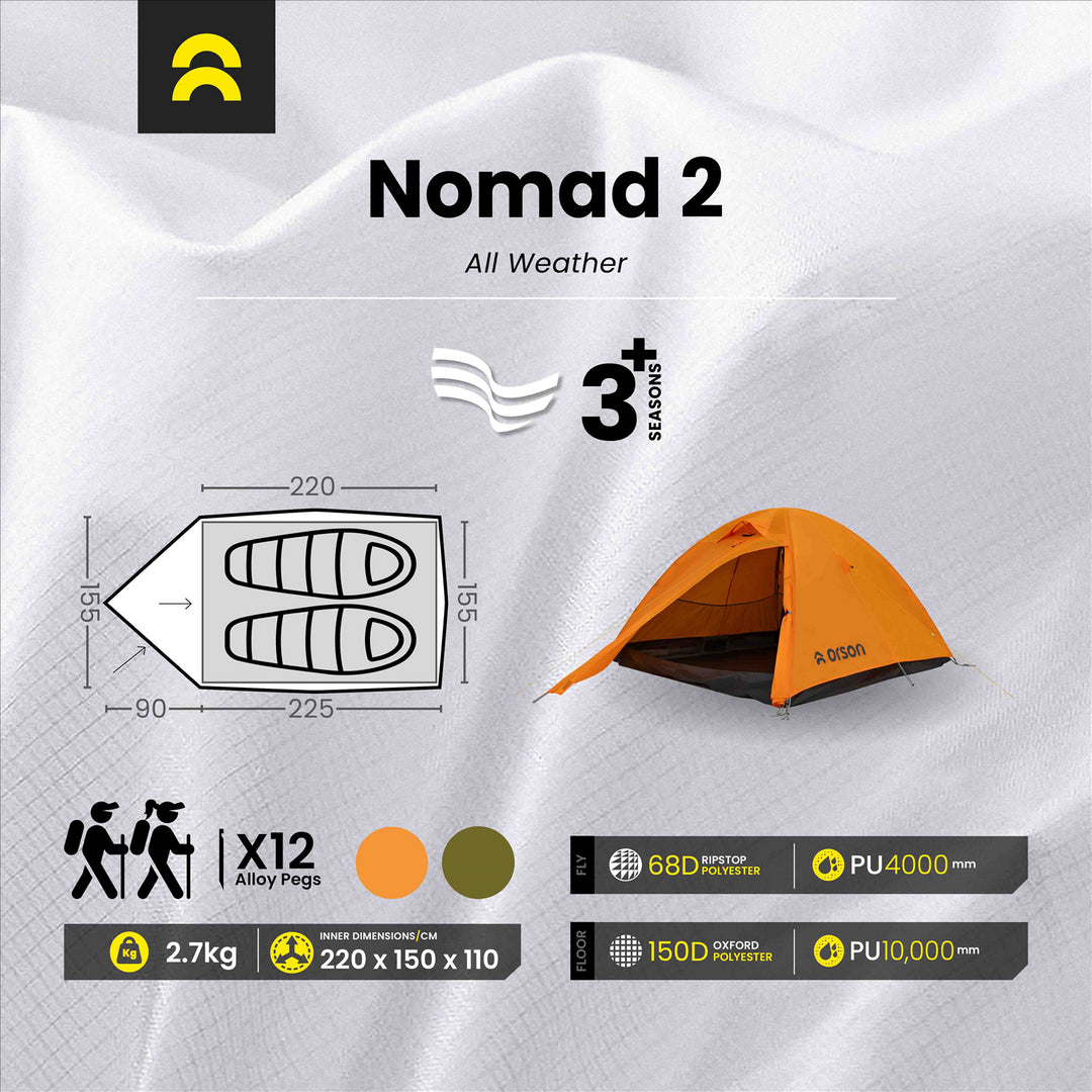 Orson Orson Nomad 2 | All Weather 2 Person Tent | 2.75kg
