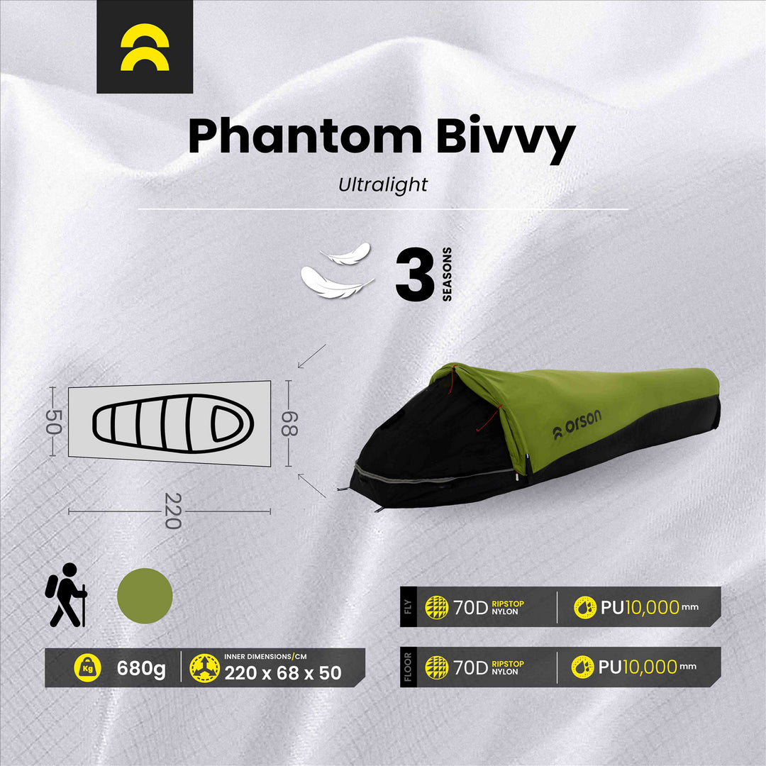 Orson Orson Phantom Bivvy | Ultralight 1 Person Bivvy Bag | 0.68kg