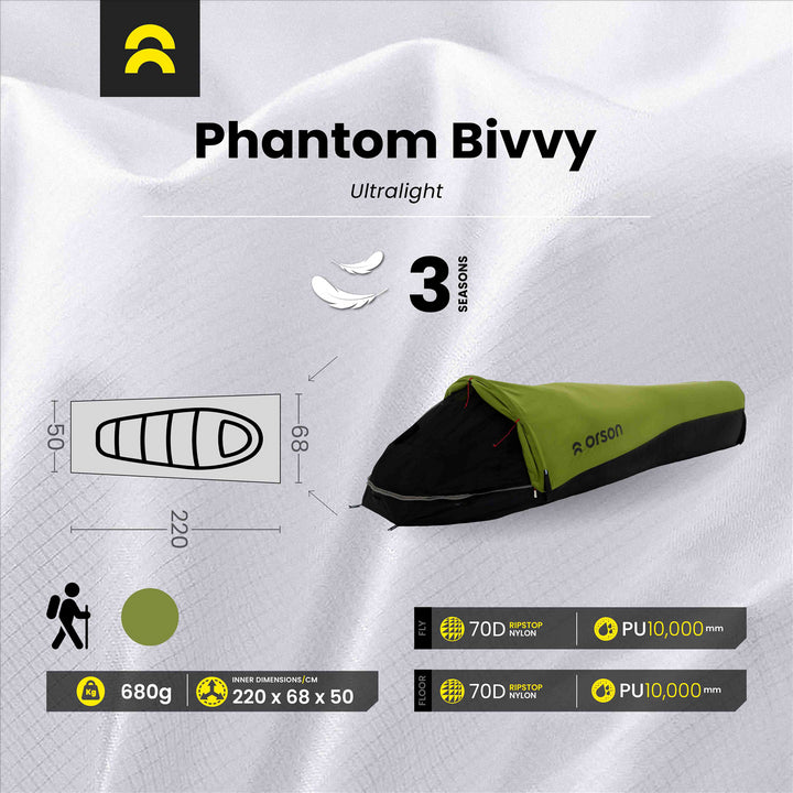 Orson Orson Phantom Bivvy | Ultralight 1 Person Bivvy Bag | 0.68kg